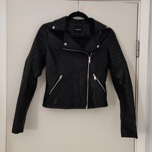 Boohoo Faux Leather Black Moto Jacket